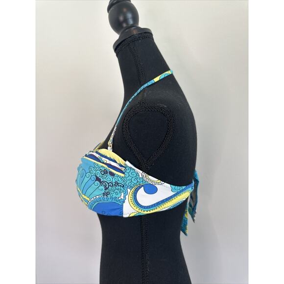Trina Turk French Riviera Print Buckle Bandeau Swimsuit Bikini Top 10 - Picture 2 of 9
